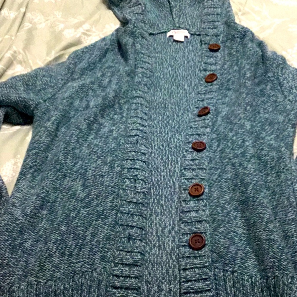 Heavy cable knit Columbia cardigan great condition with hood